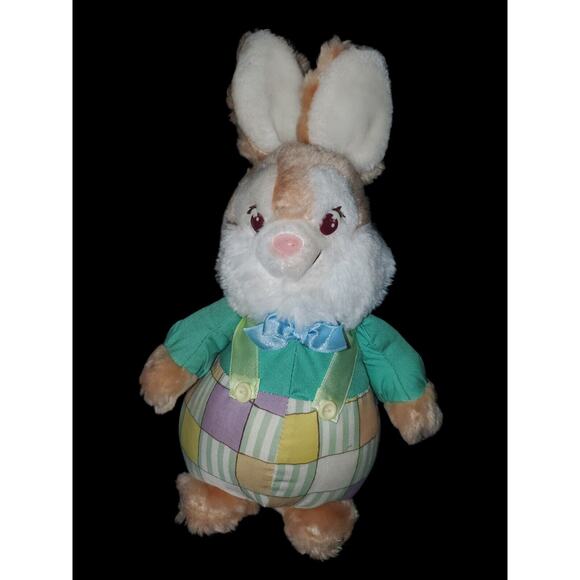 12" VINTAGE 1989 EASTER BLOOMER BUNNY RABBIT STUFFED ANIMAL PLUSH TOY AMERICAN - Picture 1 of 4